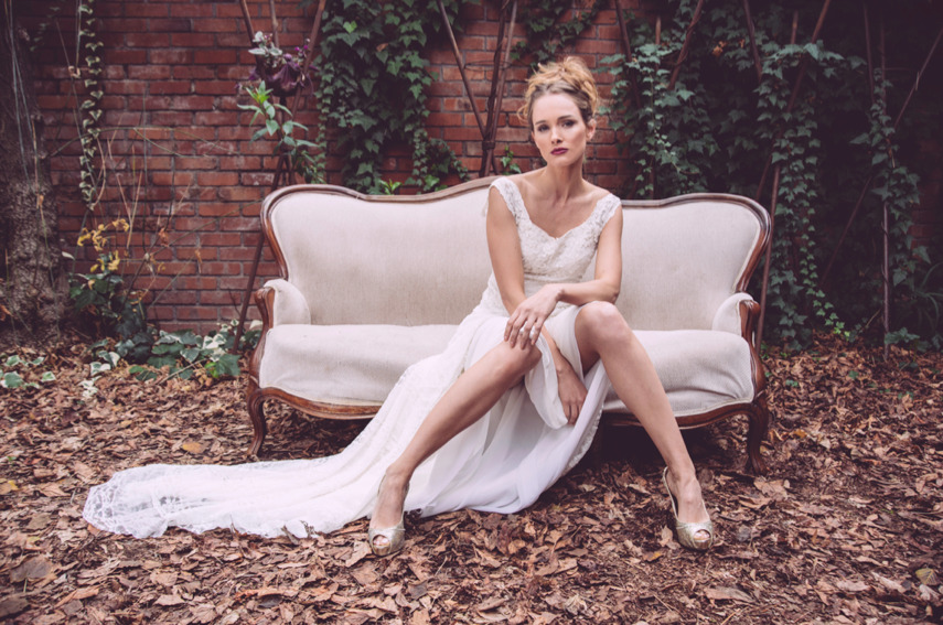 Vestido de novias de alta costura diseñado por Millaray Palma en Chile